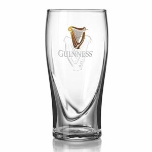 Guinness Beer: Set of  4 Pint Glasses Gold Logo Embossed Harp Clear Glass 20 oz